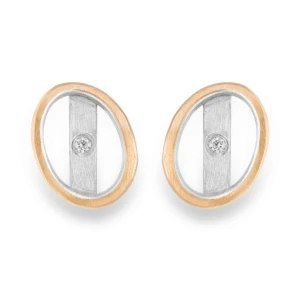 Srebrno Złote Kolczyki z Brylantami Lapidea N°6