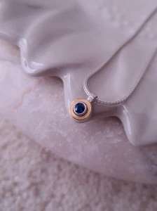 Srebrno Złoty Naszyjnik z Białym Topazem Lapidea N°1 