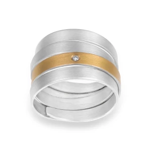 Srebrno Złoty Pierścionek z Brylantem Linea N°9