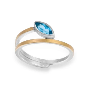 Pierścionek z Niebieskim Topazem Lens N°3