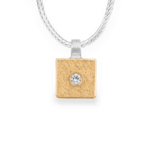 Srebrno Złoty Naszyjnik z Brylantem 0,02ct. Talum N°1