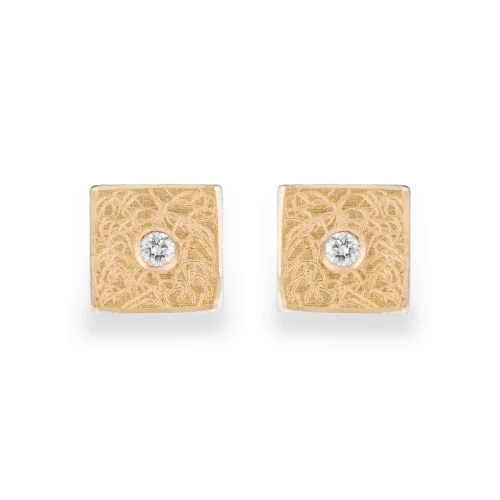Srebrno Złote Kolczyki z 0,02ct. Brylantami Talum N° 1