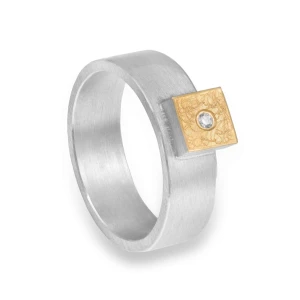 Srebrno Złoty Pierścionek z Brylantem Talum N°1