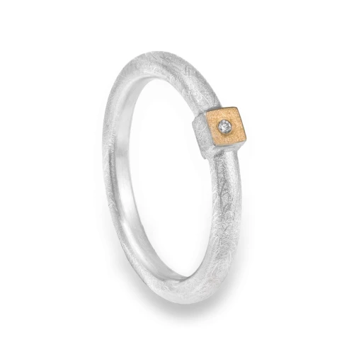 Srebrno Złoty Pierścionek z Brylantem Talum N°4