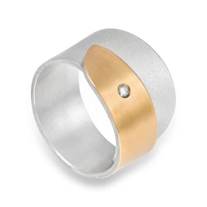 Srebrno Złoty Pierścionek z Brylantem Linea N°10