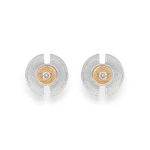 Srebrno Złote Kolczyki z 0,01ct. Brylantami Nostra N°3