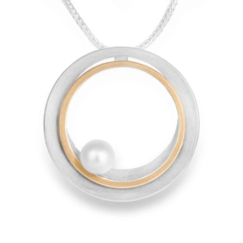 Nostra N°10 Silver Gold Necklace with Pearl 