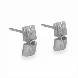 Kolczyki Srebrne Oksydowane z Szafirem Vintage N°1