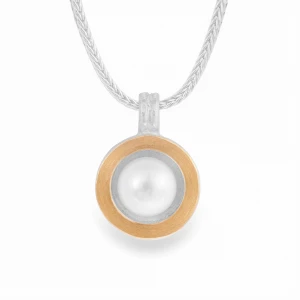 Naszyjnik Srebrno Złoty z Perłą Nostra N°12