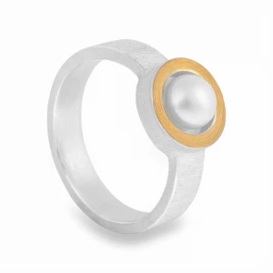 Pierścionek Srebrno Złoty z Perłą Nostra N°12