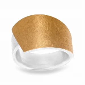 Pierścionek Srebrno Złoty Linea N°13