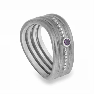 Srebrny Pierścionek Oksydowany z Ametystem Vintage N°2