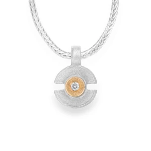 Srebrno Złoty Naszyjnik z Brylantem 0,01ct Nostra N°3