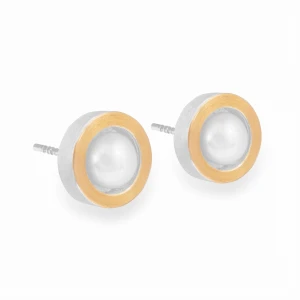 Kolczyki Srebrno Złote z Perłą Nostra N°12