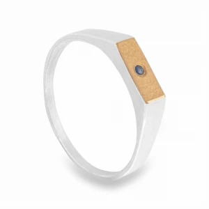 Srebrno Złoty Sygnet z Szafirem N°6