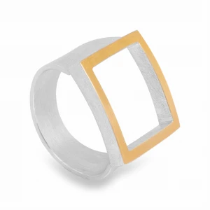 Ażurowy Pierścionek Srebrno Złoty Spero N°1