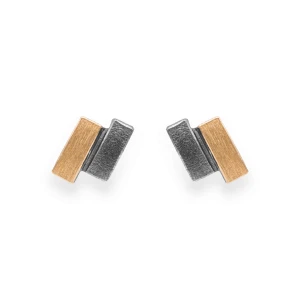 Oksydowane Srebrno Złote Kolczyki Linea N°7.1