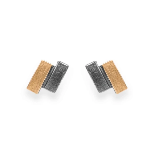 Oxidized Silver and Gold Earrings Linea N°7.1