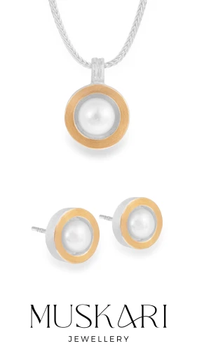 Zestaw Srebrno Złoty z Perłą Nostra N°12 