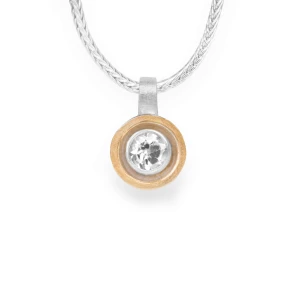 Srebrno Złoty Naszyjnik z  Białym Topazem Lapidea N°1